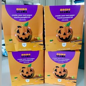 NEW Halloween craft kits! 4-pack paper mache pumpkin kits,Mondo Llama craft sets